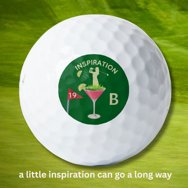 Fun Inspirational 19th Hole Cocktail Monogram  Golf Balls (Creator Uploaded)