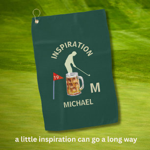 Fun Inspirational 19th Hole Cocktail Monogram Name Golf Towel