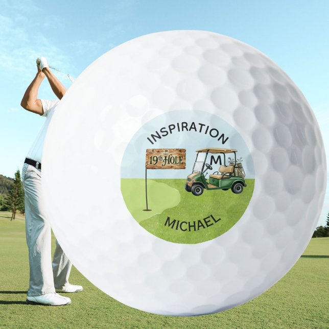 Fun Inspirational 19th Hole Name Monogram Golf Balls (Creator Uploaded)