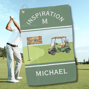 Fun Inspirational 19th Hole Name Monogram Golf Towel