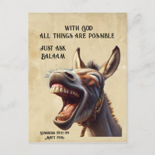 Fun Inspirational Bible  Quote Balaam's Donkey Postcard