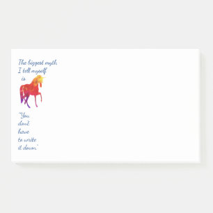 Fun Inspirational Quote Rainbow Coloured Unicorn Post-it Notes