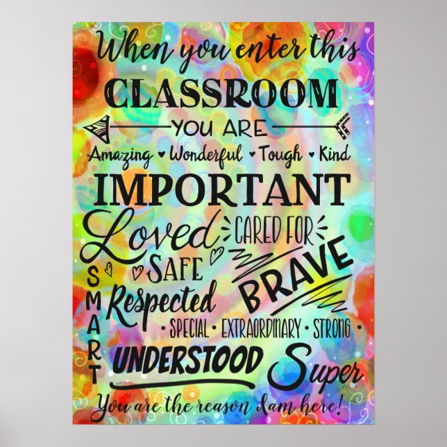 Fun Inspiring Classroom Teacher Education Poster (Front)