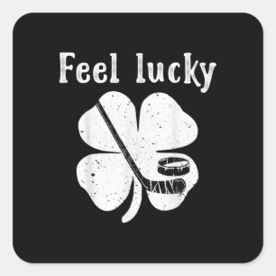 Fun Irish Feel Lucky Ice Hockey St Patricks Day Square Sticker