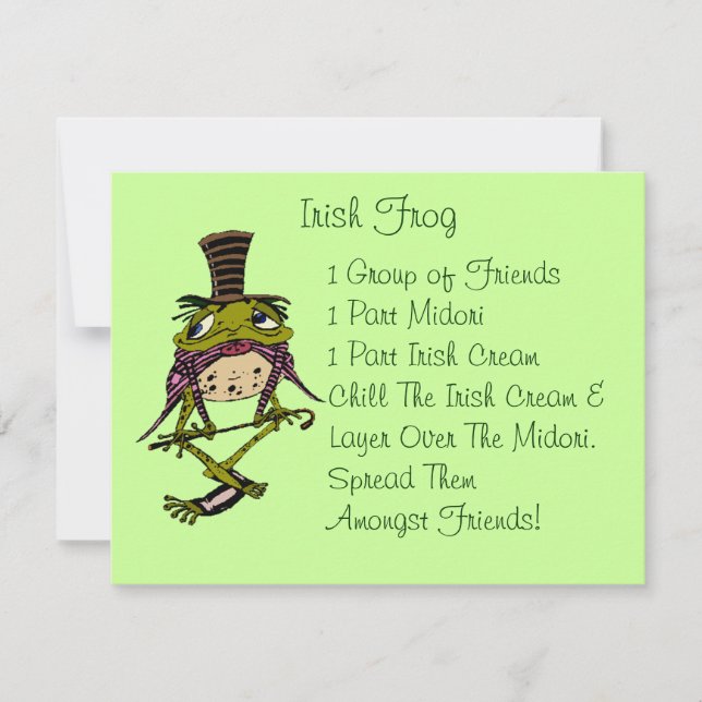 Fun Irish Frog St. Patrick's Day Party Invitation (Front)