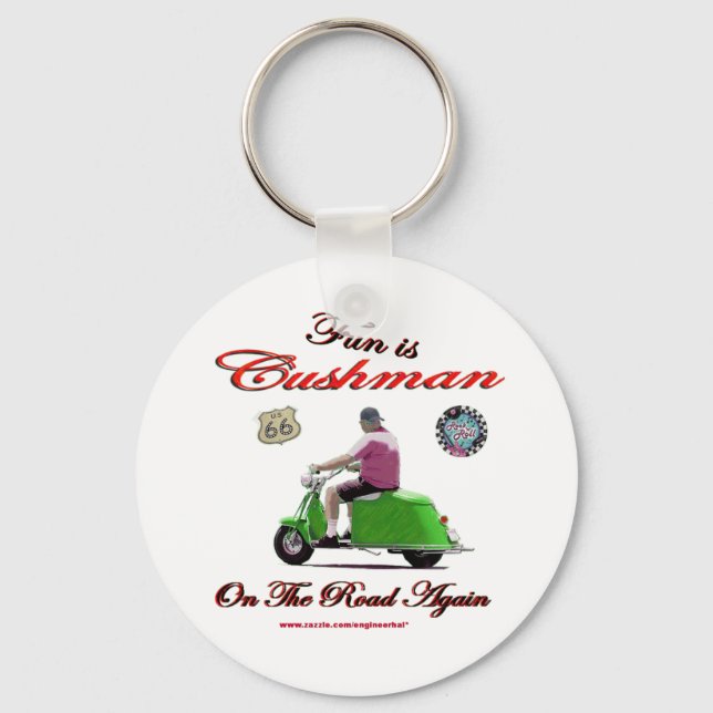 Fun Is Cushman On The Road Again Key Ring (Front)