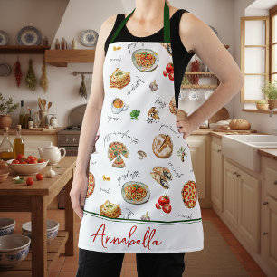 Fun Italian Food Lover Kitchen Script Apron