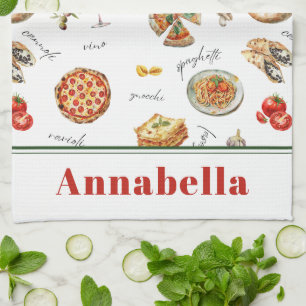 Fun Italian Food Lover Kitchen Tea Towel