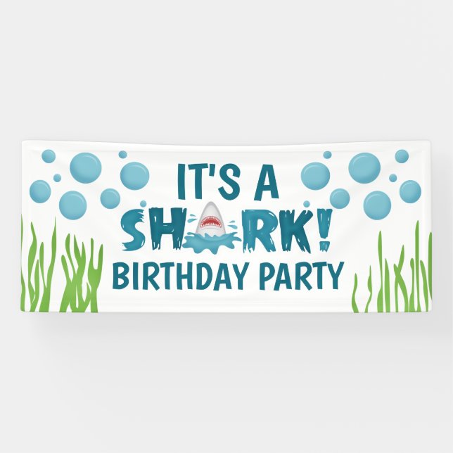 Fun It's a SHARK Birthday Party Kid Banner (Horizontal)