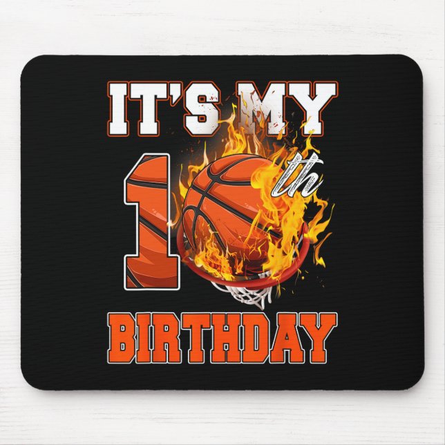 Fun It's My 10th Birthday 10 Years Old Basketball  Mouse Pad (Front)
