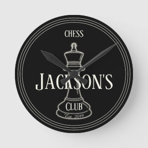 Fun Ivory  King Chess Piece with Name Wall Clo Round Clock