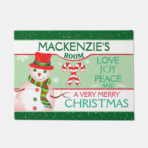 FUN jack frost the snowman GREEN Christmas Doormat