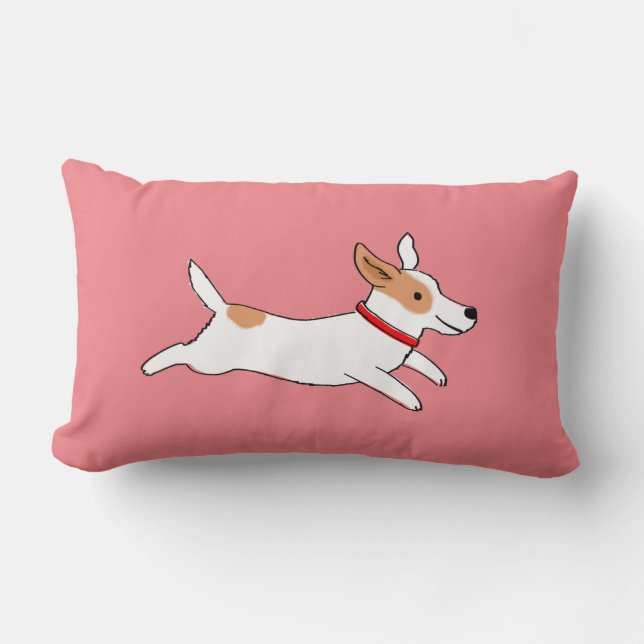 Fun Jack Russell Terrier Cartoon Dog Running Lumbar Cushion (Front)