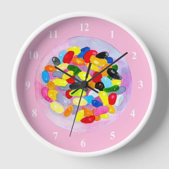 Fun jelly candy beans watercolor clock (Front)