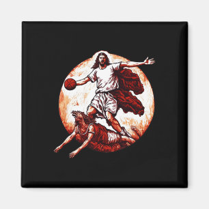 Fun Jesus Crossing Up The Devil Christian Basketba Magnet