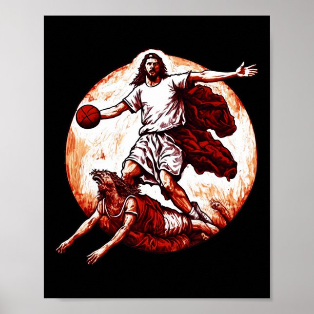 Fun Jesus Crossing Up The Devil Christian Bysketby Poster (Front)
