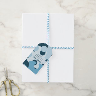 Fun Jigsaw Puzzle Blue Happy Birthday Thank You Gift Tags