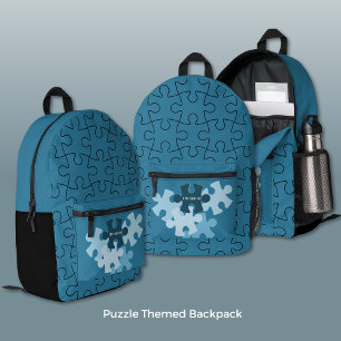 Fun Jigsaw Puzzle Custom Color Pieces & Motto Printed Backpack