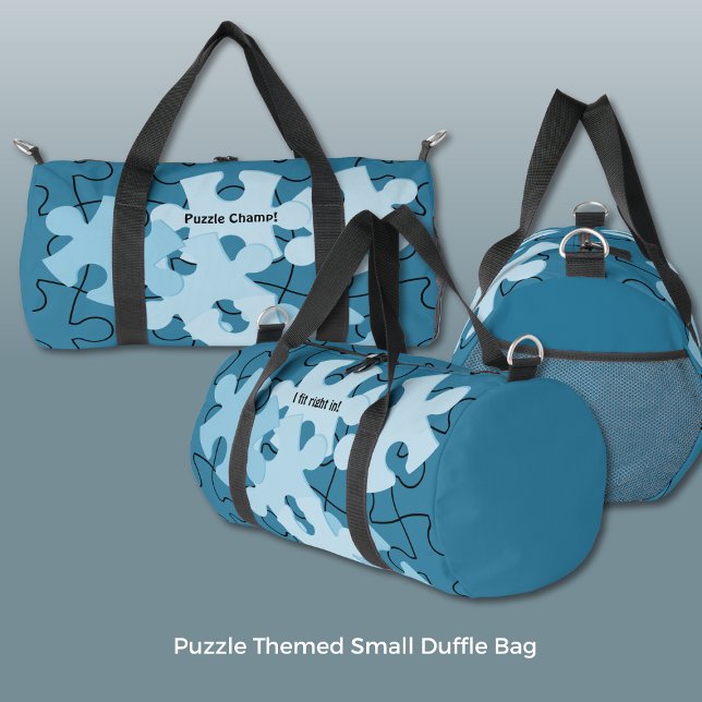 Fun Jigsaw Puzzle Custom Name Motto Blue Duffle Bag (Fun Jigsaw Puzzle Custom Name Motto Blue Duffle Bag)