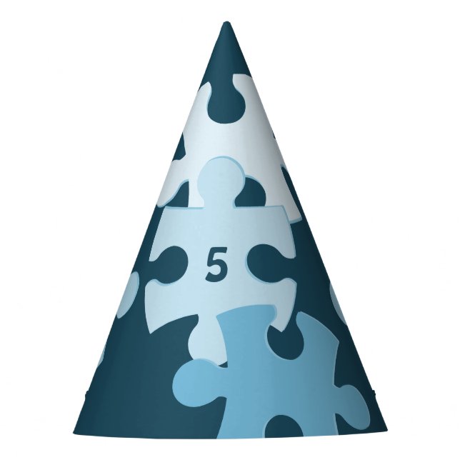 Fun Jigsaw Puzzle Kids' 5th Happy Birthday Blue Party Hat (Front)