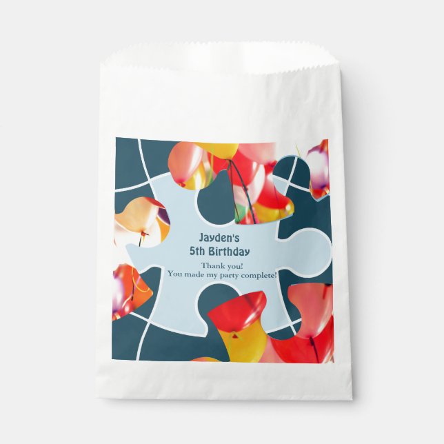 Fun Jigsaw Puzzle Kids Birthday Event Thank You  Favour Bag (Front)