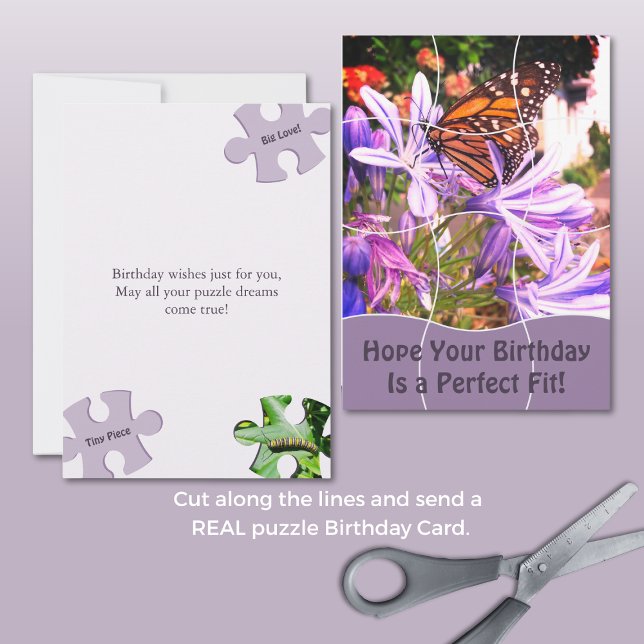 Fun Jigsaw Puzzle "Mock" 12pc Custom Image B'day Card (Fun Jigsaw Puzzle "Mock" 12pc Custom Image B'day Card, Portrait, Flat, 5x7 Inch, Scissors Cut)