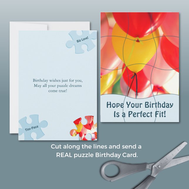 Fun Jigsaw Puzzle "Mock" 12pc Custom Photo B'day Card (Fun Jigsaw Puzzle "Mock" 12pc Custom Photo B'day Card, Portrait, Flat, 5x7 Inch, Scissors Cut)