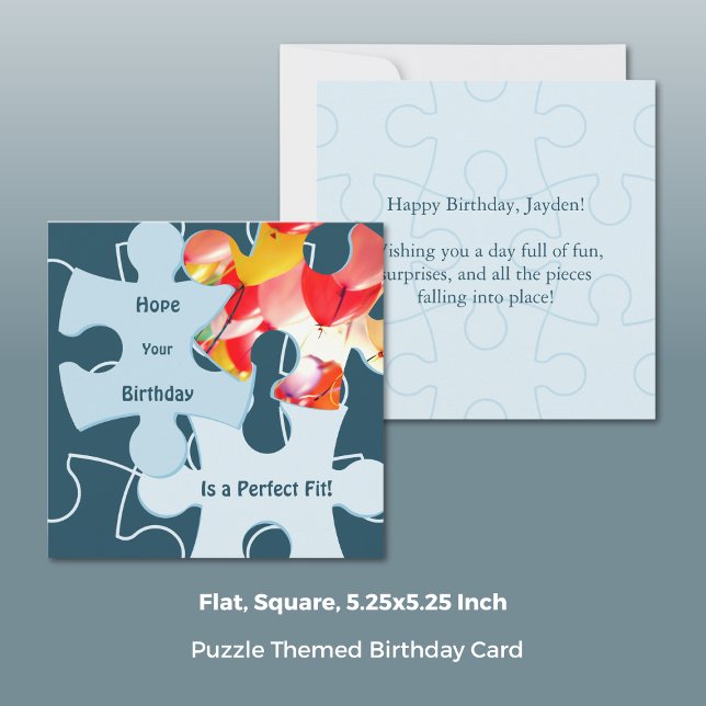 Fun Jigsaw Puzzle Pieces Birthday Greeting Card (Fun Jigsaw Puzzle Pieces Birthday Greeting Card, Square, 5.25x5.25 Inch)
