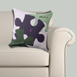 Fun Jigsaw Puzzle Purple Green Nature & Renewal Cushion