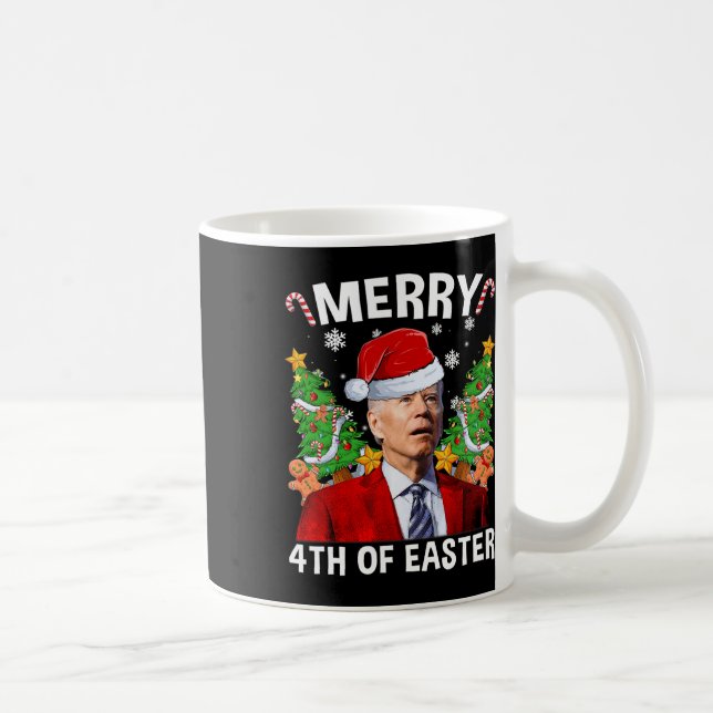 Fun Joe Biden Christmas Santa Hat Merry 4th Of Eas Coffee Mug (Right)