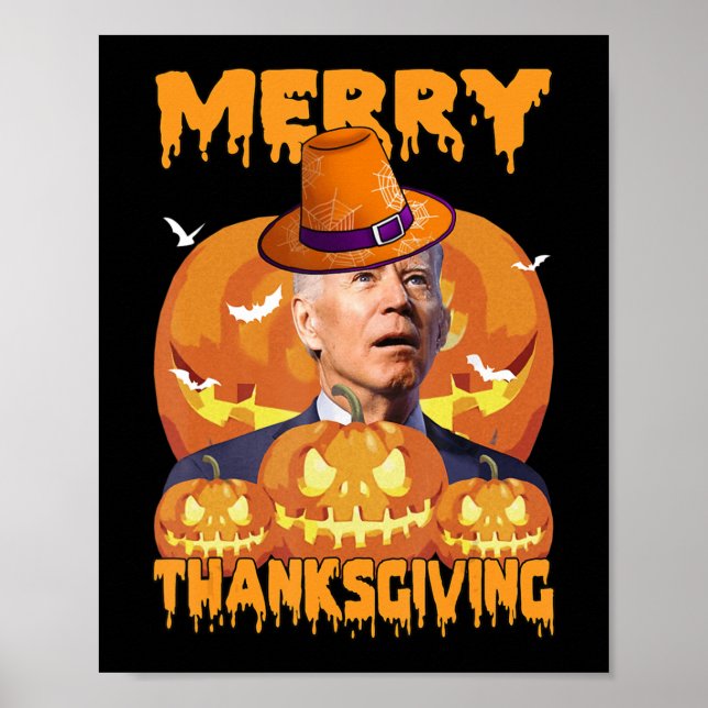 Fun Joe Biden Confused Merry Thanksgiving For Hall Poster (Front)