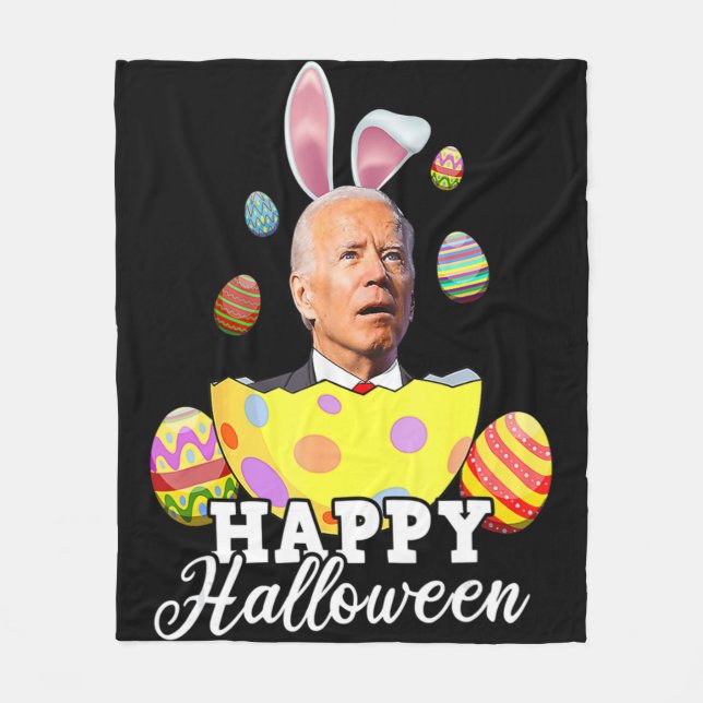 Fun Joe Biden Happy Halloween Confused Easter Bide Fleece Blanket (Front)