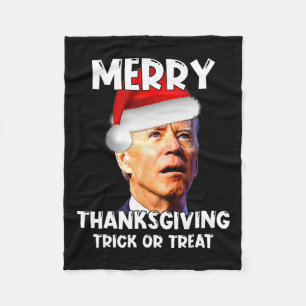Fun Joe Biden Santa Hat Merry Thanksgiving Christm Fleece Blanket