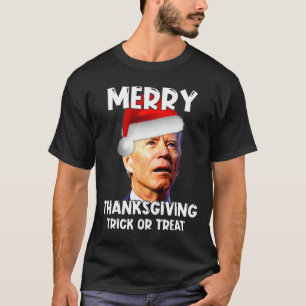 Fun Joe Biden Santa Hat Merry Thanksgiving Christm T-Shirt
