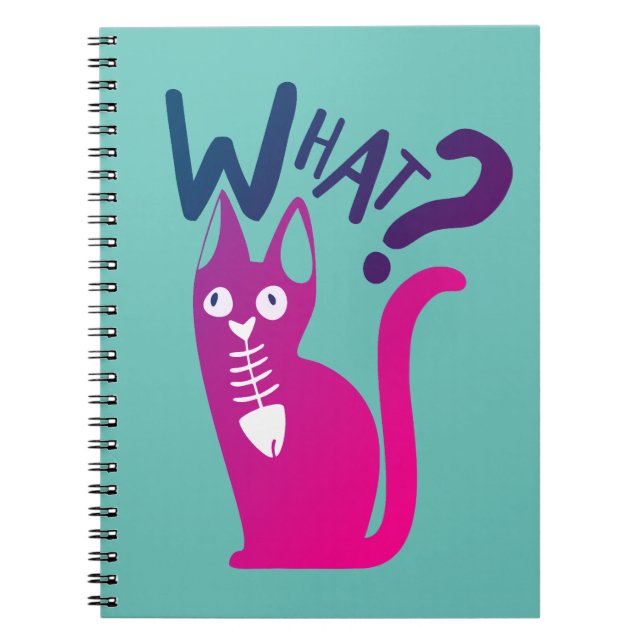  Fun Joke Minimalist Magenta Gradient Cartoon Cat Notebook (Front)