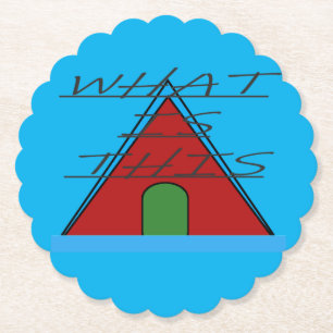 FUN JOKE PUZZLE WORDS QUESTION BLUE AND DARK RED PAPER COASTER