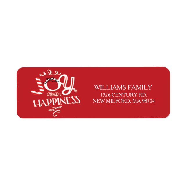 Fun Joy & Happiness Christmas Return Address Label (Front)