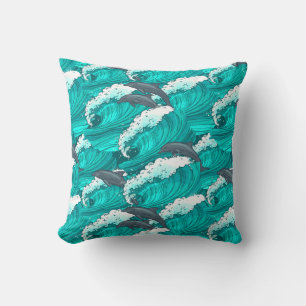 Fun Jumping Dolphin Pattern Cushion