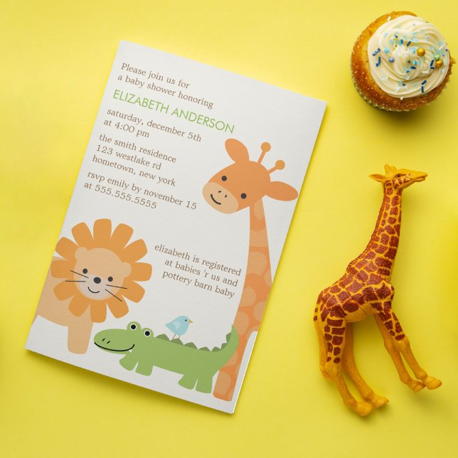 Fun Jungle Animals Baby Shower Invitation (Creator Uploaded)
