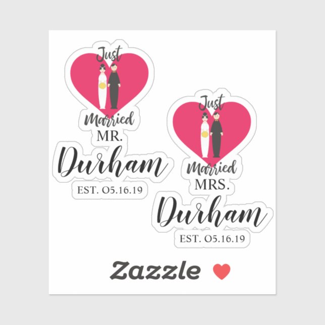Fun Just Married Quote and Couple Design (Sheet)