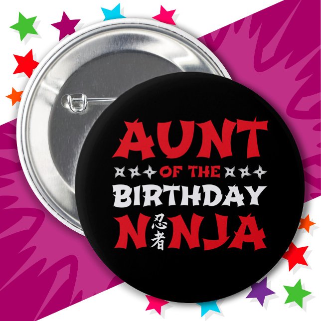 Fun Karate Party Kids Aunt of the Birthday Ninja 6 Cm Round Badge (Creator Uploaded)
