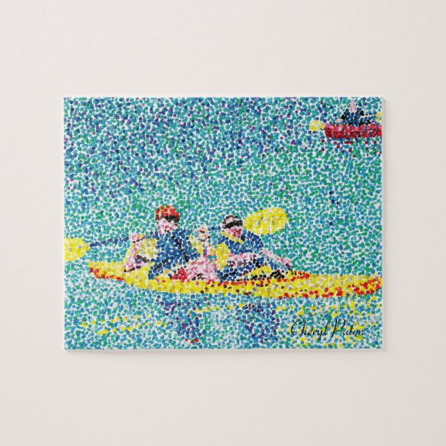 Fun Kayak Scene in Pointillism Puzzle (Horizontal)