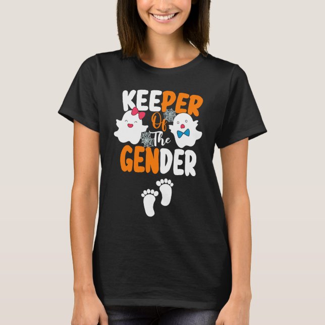 Fun Keeper of the Gender Reveal Baby Announcement  T-Shirt (Front)