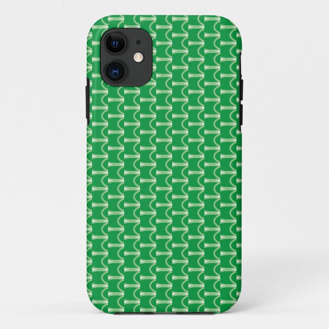 Fun Kelly Green Tiled Cresting Ocean Waves Pattern Case-Mate iPhone Case (Back)