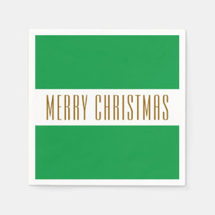 Fun Kelly Green White Stripes MERRY CHRISTMAS   Napkin