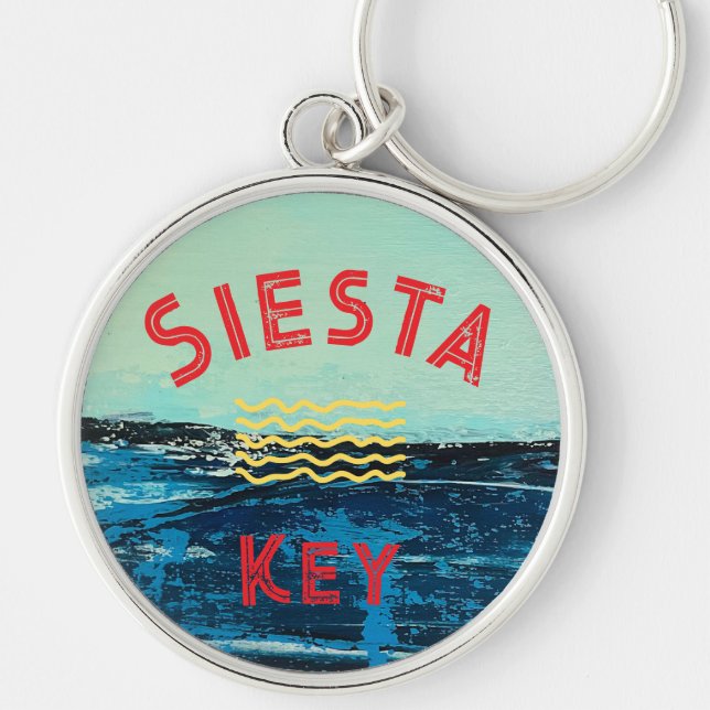 Fun key chain with beach art Siesta Key (Front)