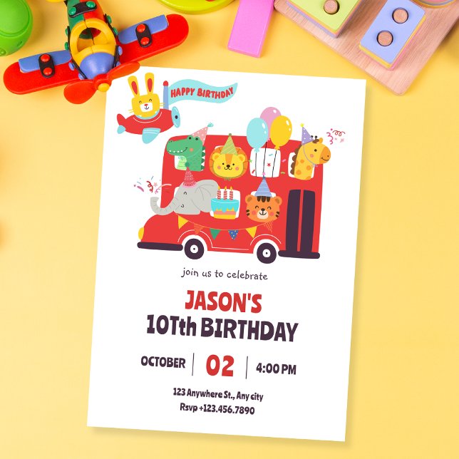 Fun kids animal birthday party invitation (Creator Uploaded)