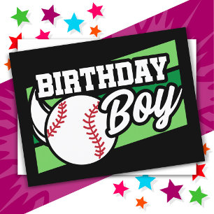 Fun Kids Baseball Party Home Run Birthday Boy Postcard