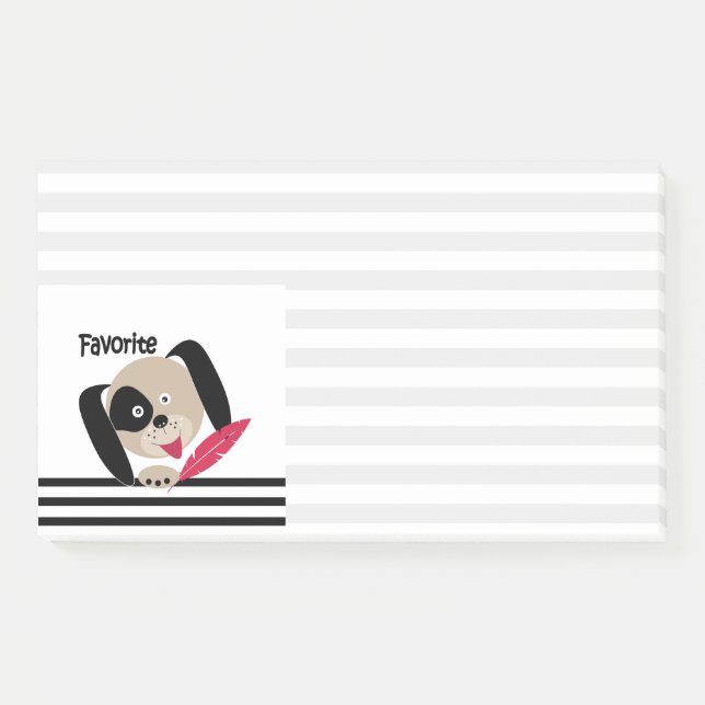 Fun kids cartoon dog favourite white puppy post-it notes (Front)