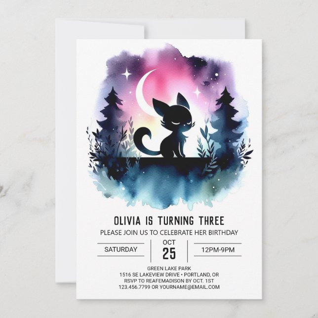 Fun Kids Cat Birthday Invitation (Front)
